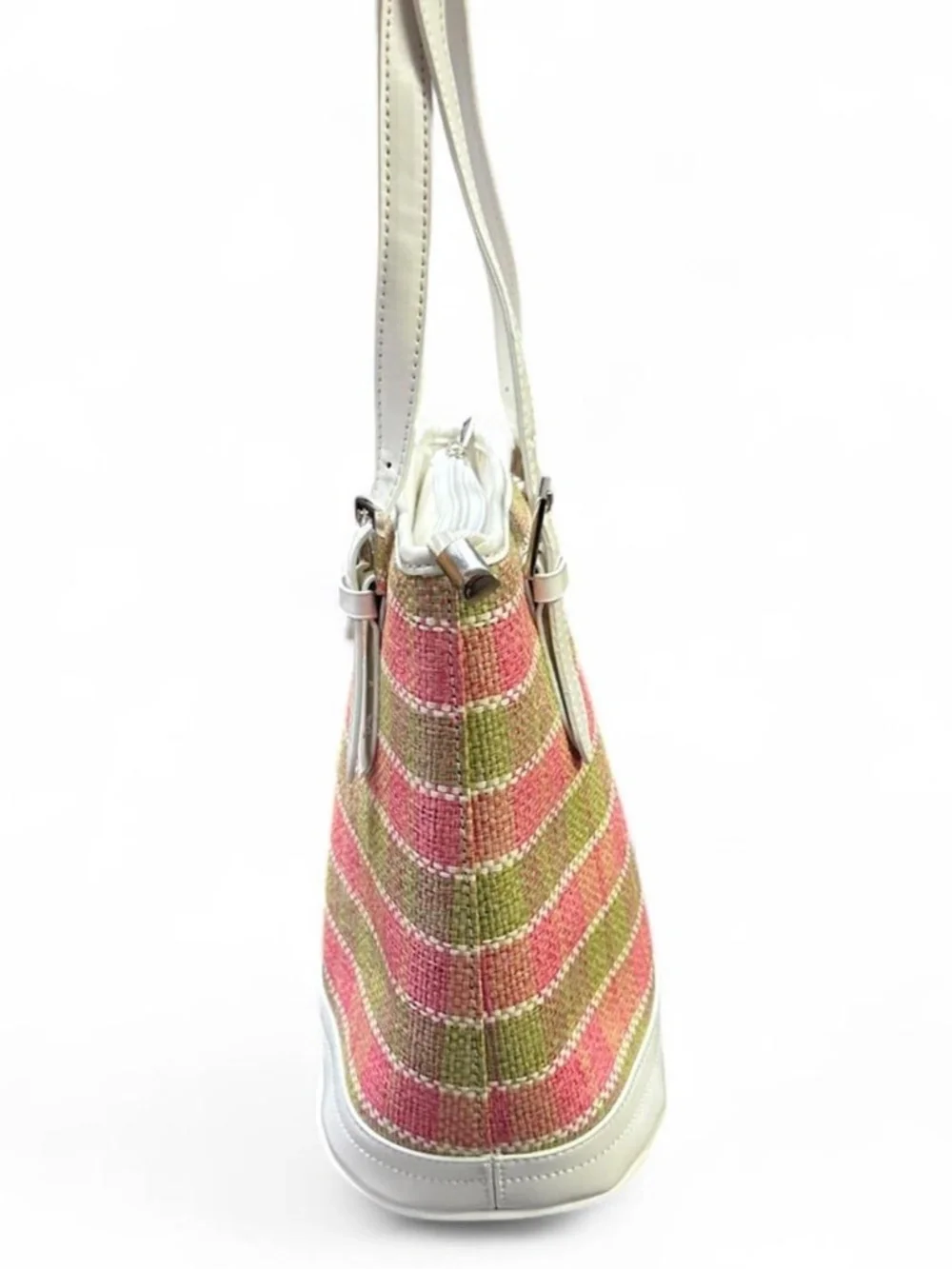 Kate Spade Pink Green Woven Y2K Style Shoulder Tote